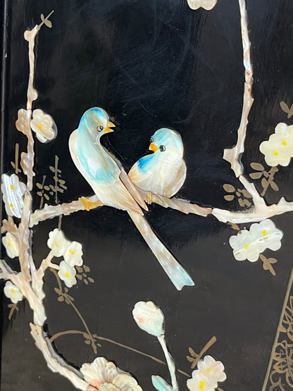 Mother of Pearl Panel "Two Blue Birds"