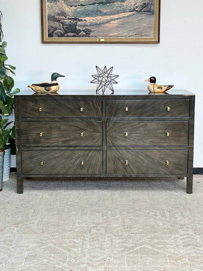 Modern Faux Horn Olive Green Credenza