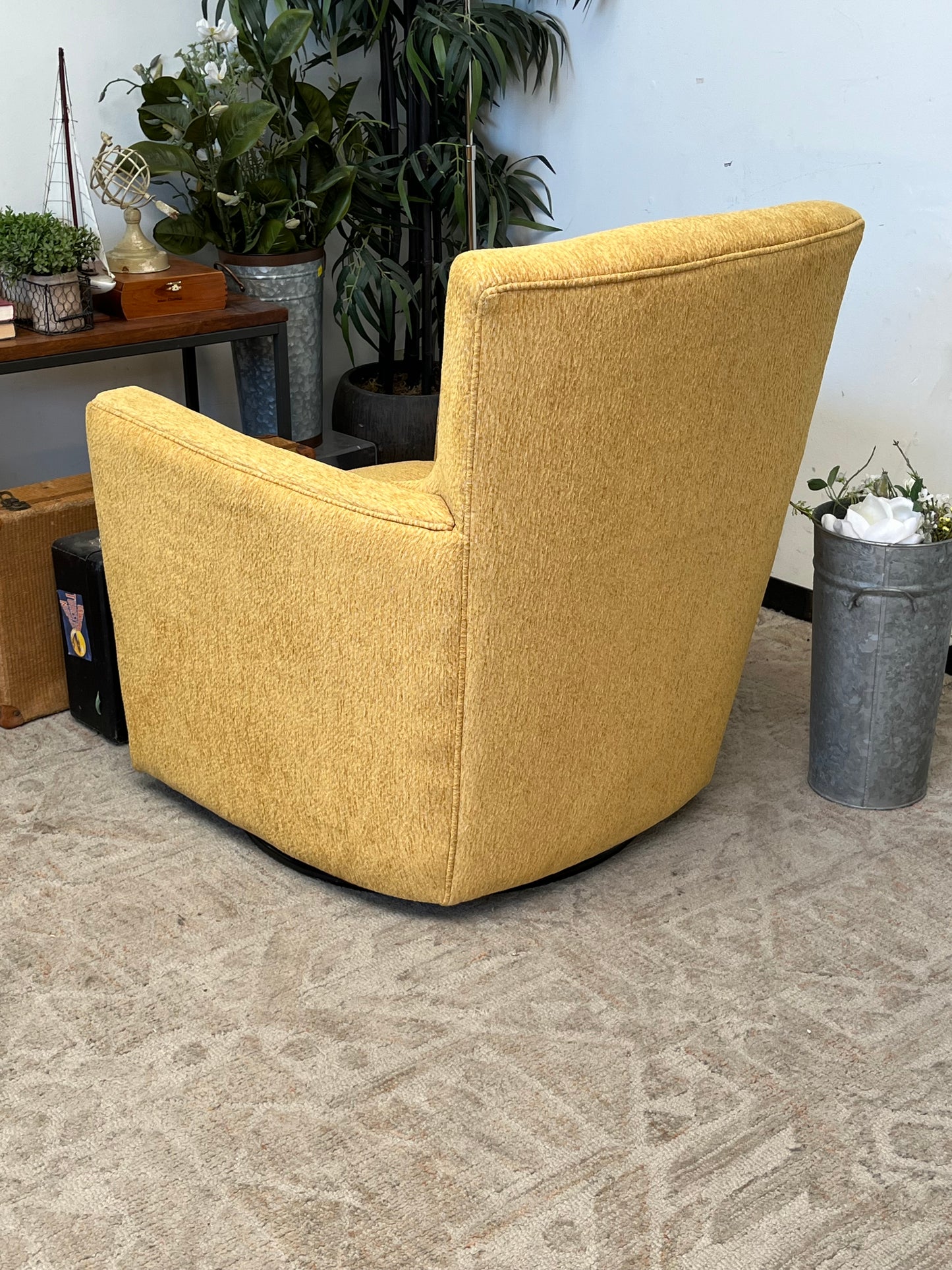 Vintage Style Yellow Swivel Chair