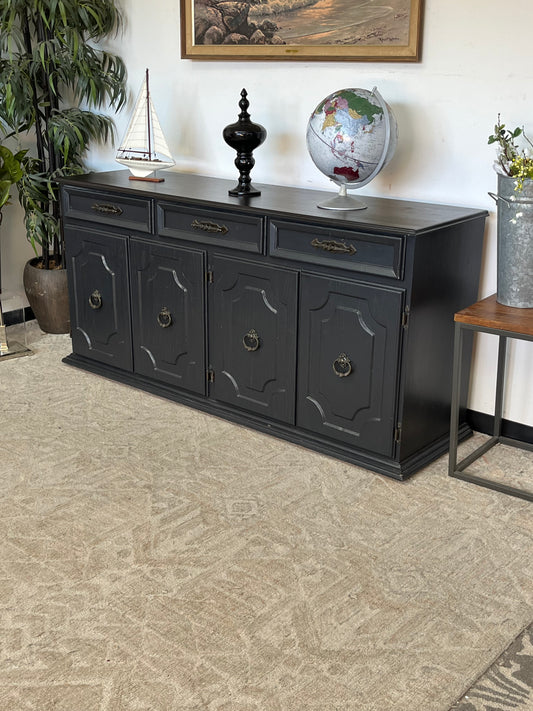French Style Black Wooden Credenza