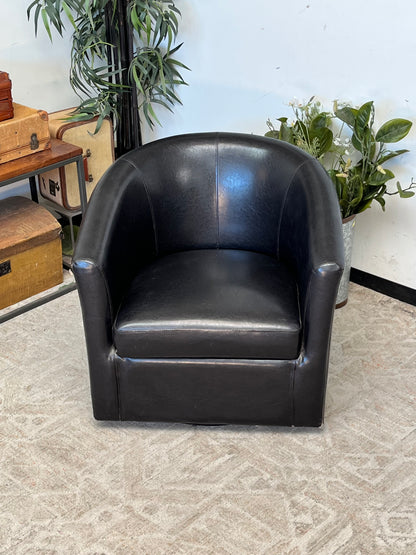 Modern Faux Leather Black Swivel Chair