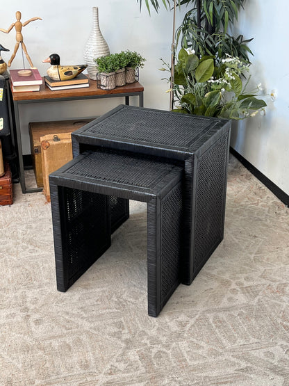 Modern Rattan Nesting Side Tables