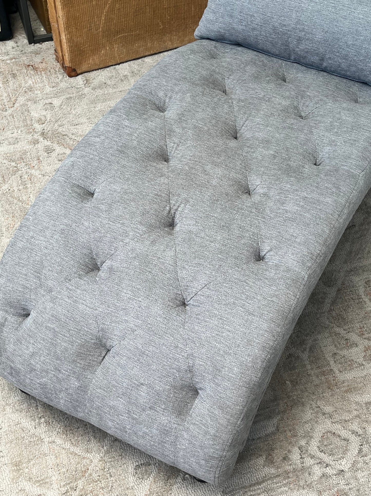 Modern Nailhead Grey Lounge Chaise