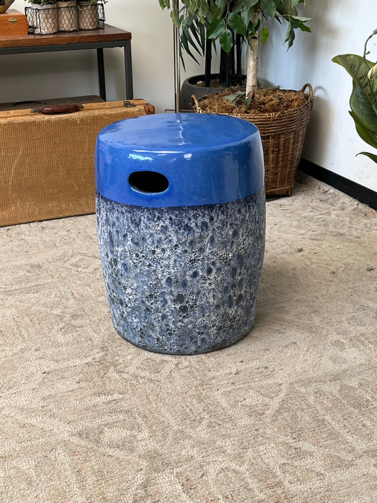 Blue Ceramic Two Stone Stool