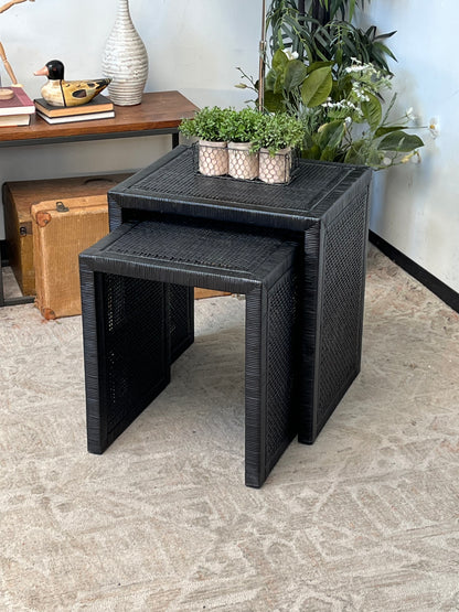 Modern Rattan Nesting Side Tables