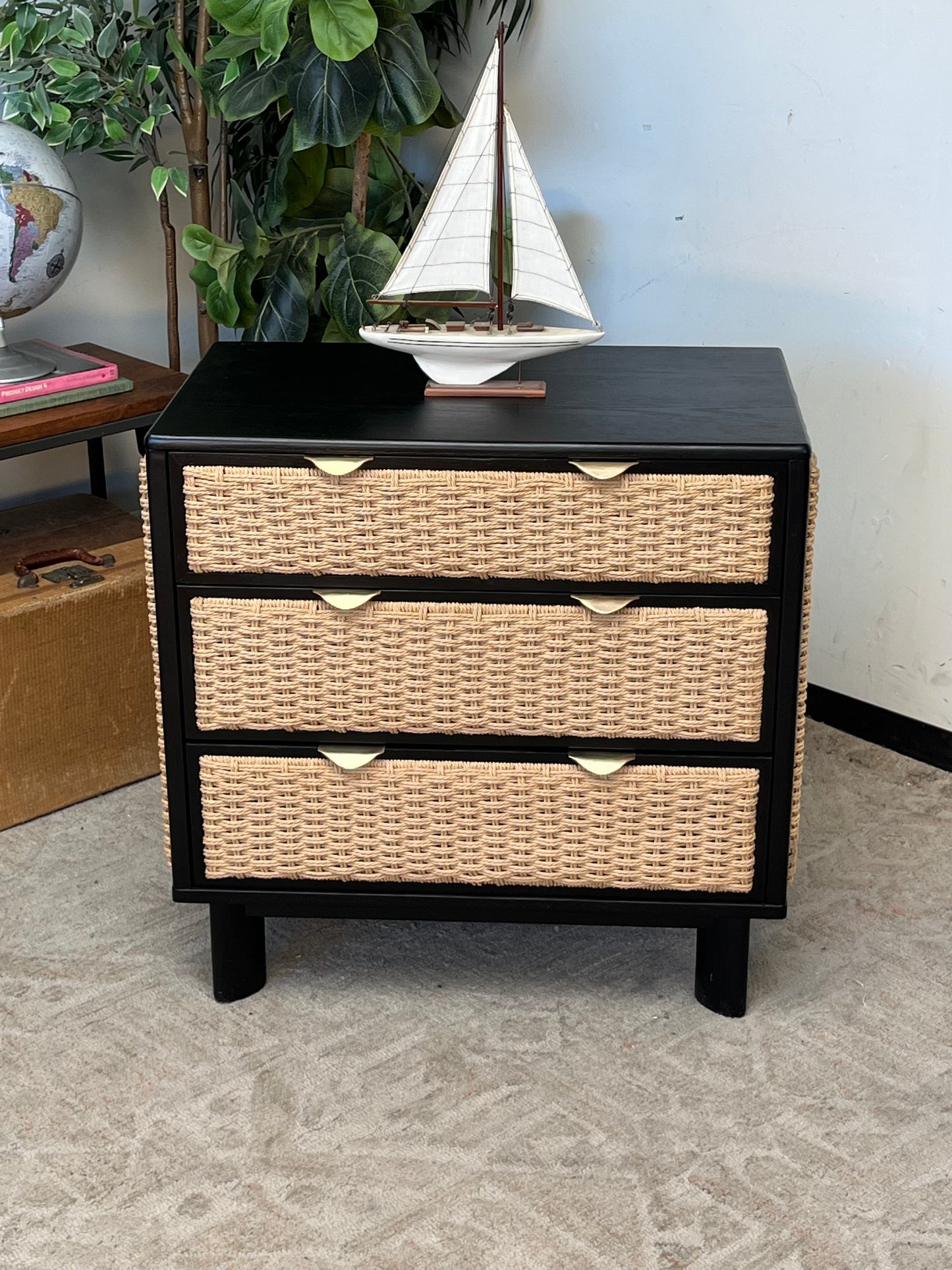 Rattan 3-Drawer End Table