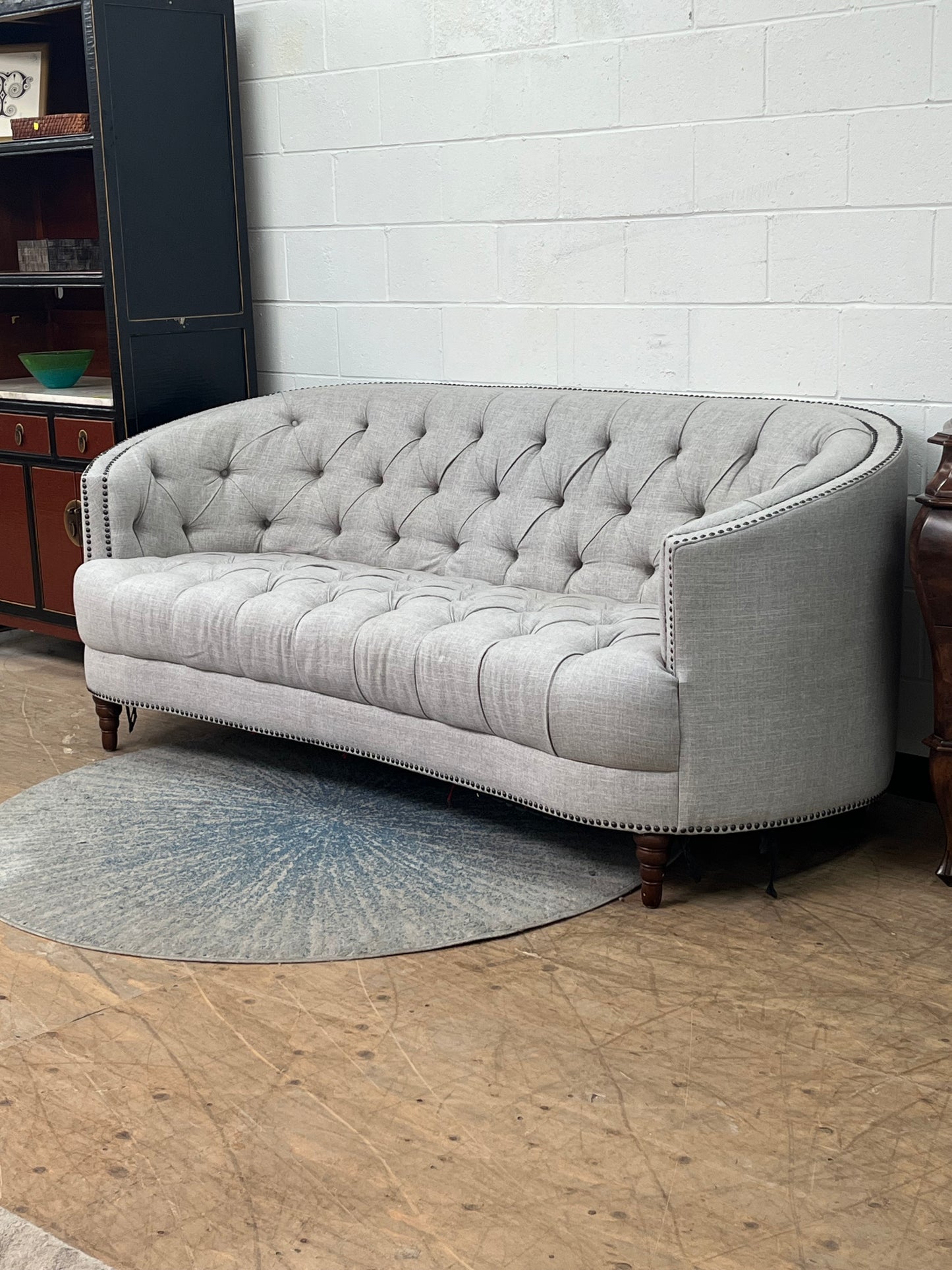 Modern Tufted 84" Gray Sofa
