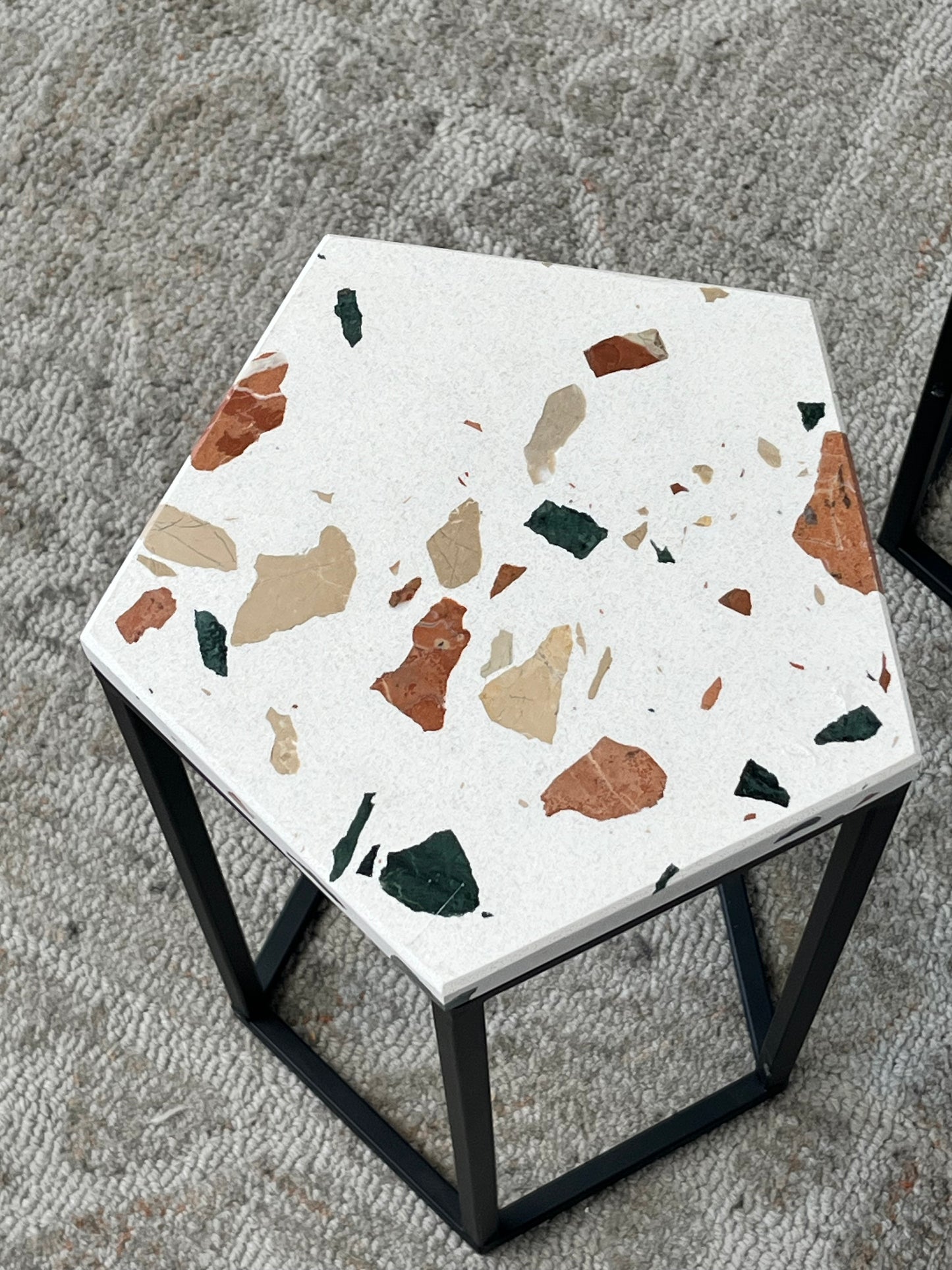 Pair of Mosaic Style Pentagon Side Table