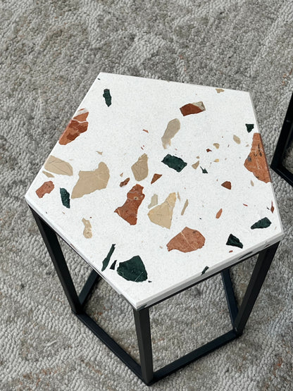 Pair of Mosaic Style Pentagon Side Table
