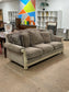Ashley Furniture Traditional Two Arm Couch With Wooden Base