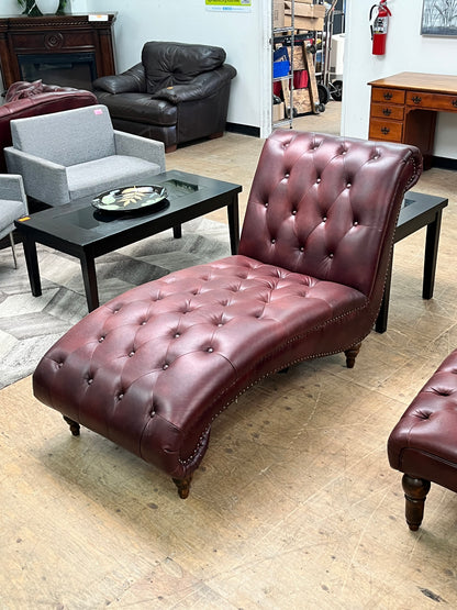 Faux Leather Tufted Club Chaise
