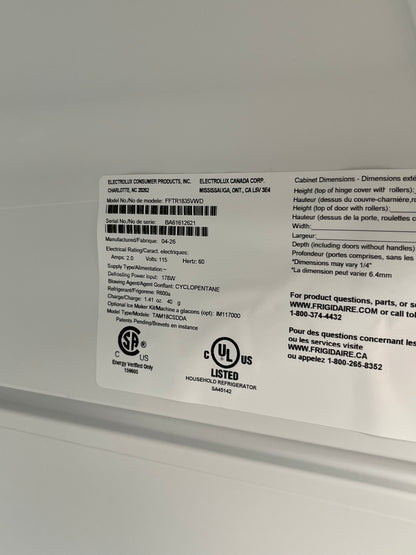 Frigidaire White 18.3 Cu. Ft. Top Freezer Refrigerator - Dented