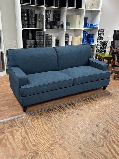 Modern Blue Linen Loveseat