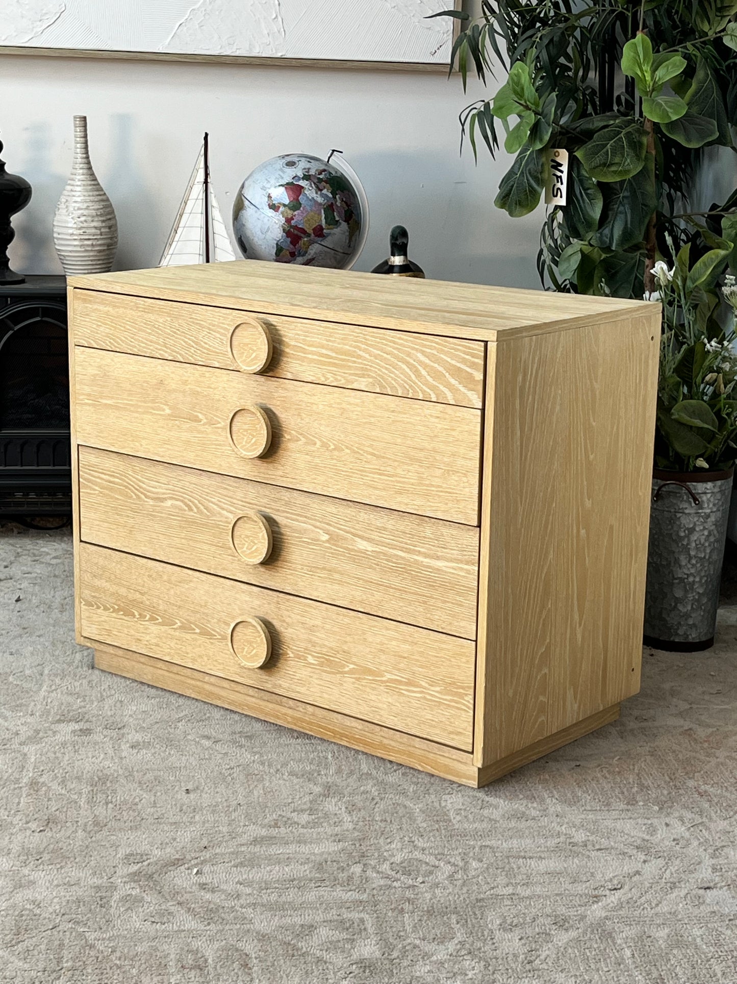 Modern Wooden 4 Drawer Nightstand