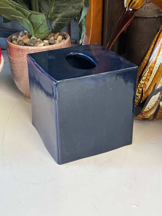 Blue Ceramic Tissue Box Holder