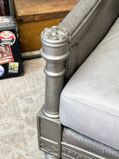 Ornate Style Gray Wooden Accent Chair