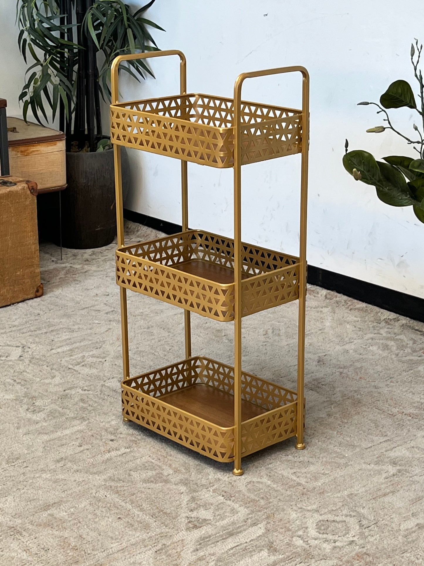 Modern Gold Tone 3-Tier Rack