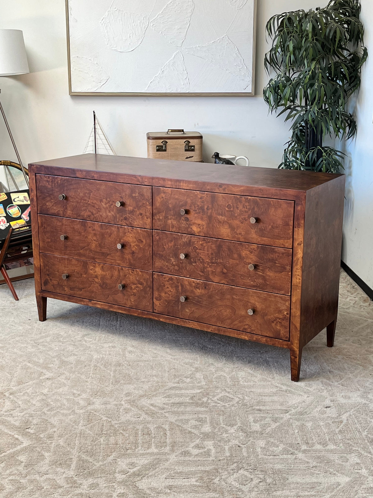 Modern Dark Wood 6 Drawer Dresser
