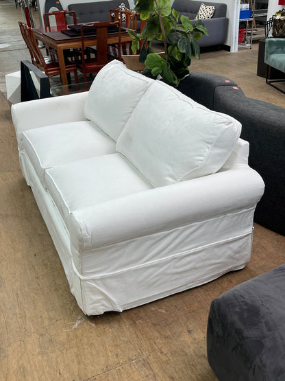 Modern White Down Traditional Loveseat