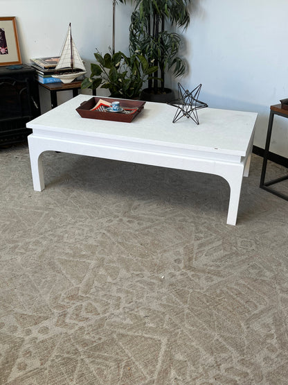 Linen-Wrapped White Coffee Table