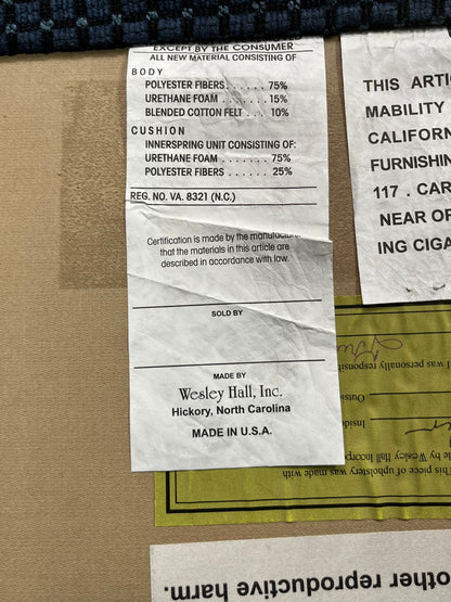 Wesley Hall Blue Linen Loveseat