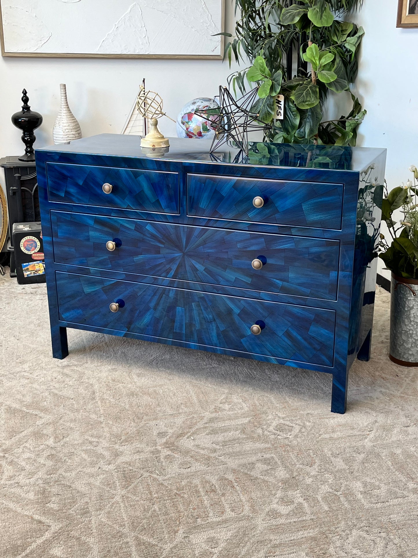 Modern Faux Horn Blue Dresser