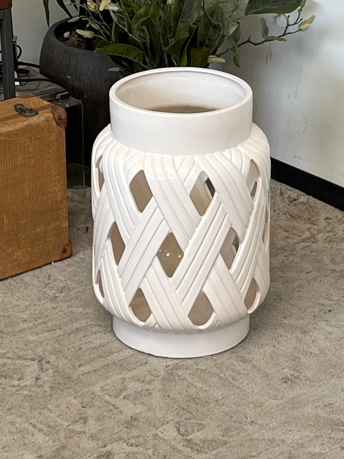 White Glazed Ceramic Vase
