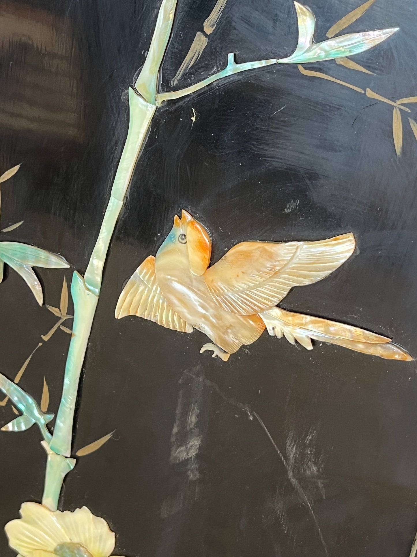 Mother of Pearl Panel "Orange Birds"