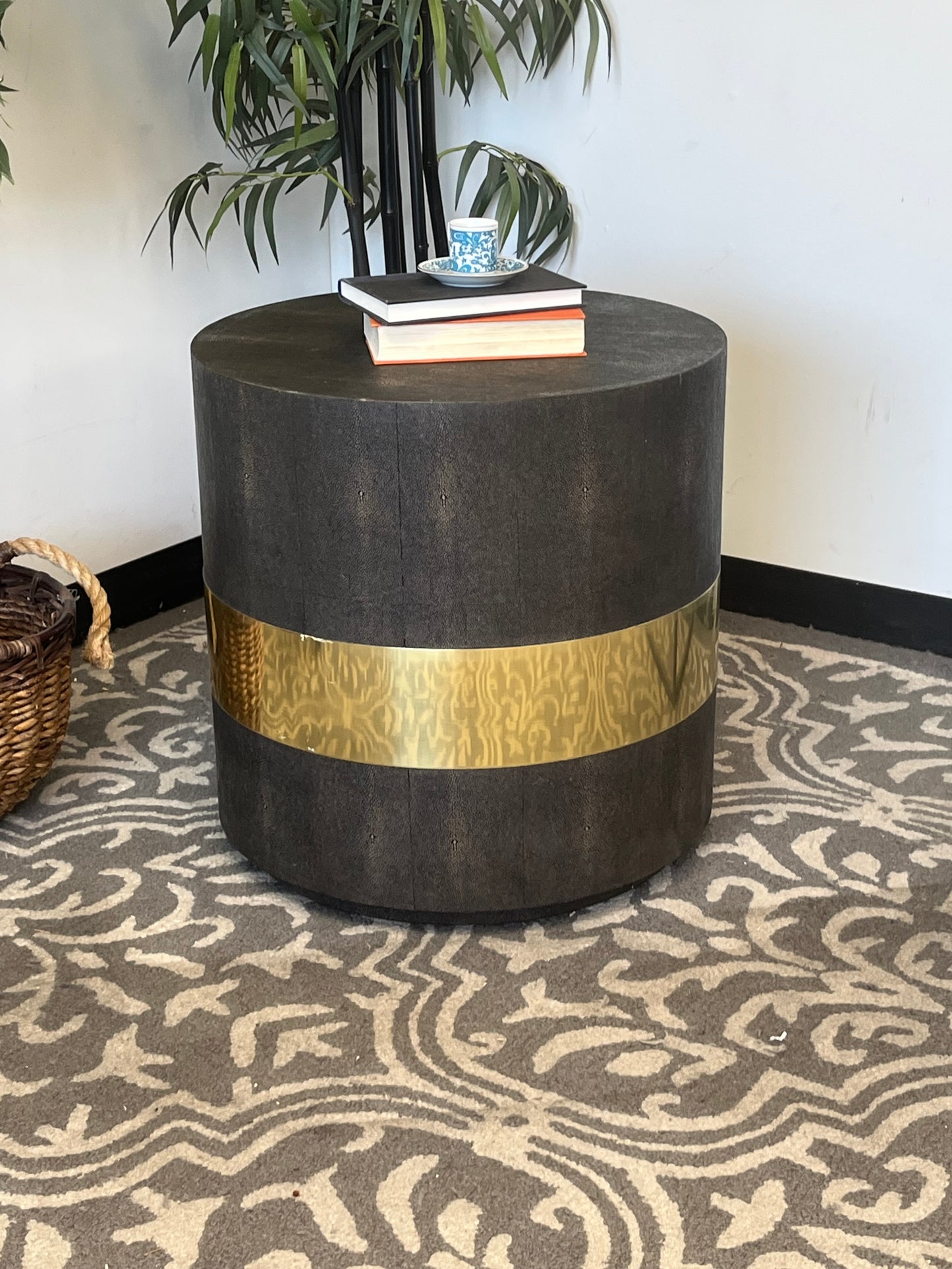 Mid Century Style Faux Leather Side Table