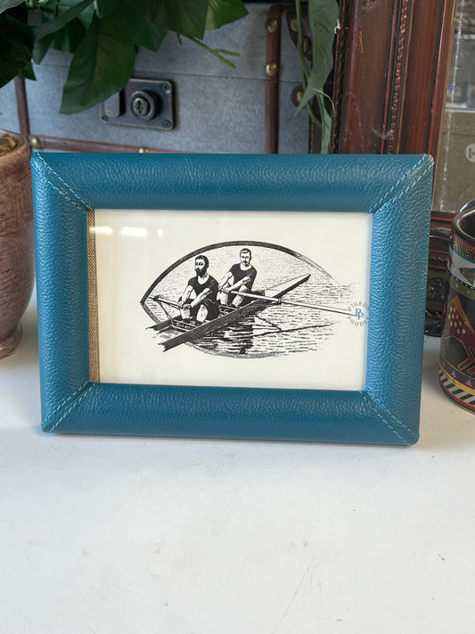 Traditional Leather 4" x 6" Teal Picture Frame