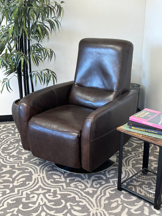 Brown Leather Swivel Recliner Chair