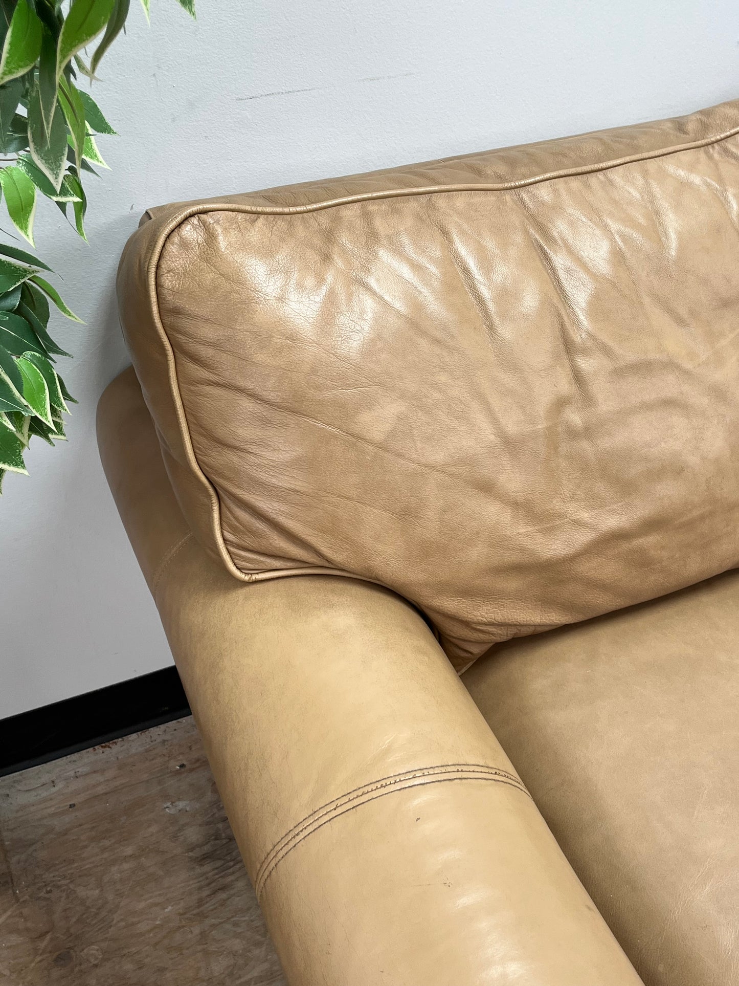 Ethan Allen Tan Leather Couch