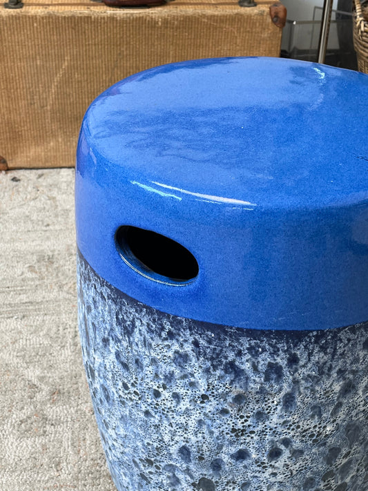 Blue Ceramic Two Stone Stool