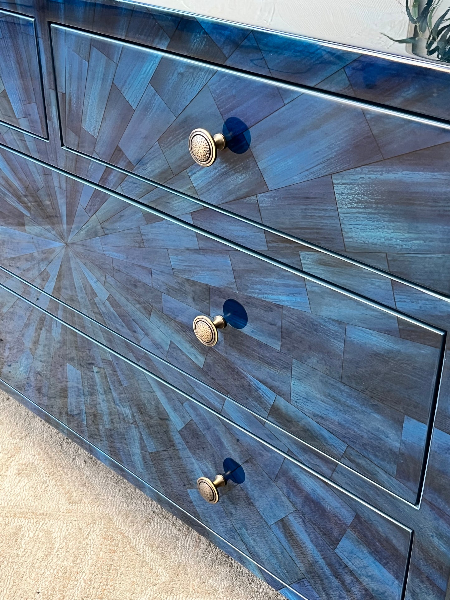Modern Faux Horn Blue Dresser