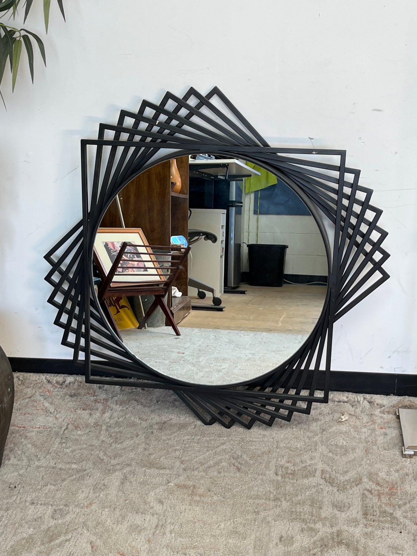 Modern Black Metal Zig-Zag Mirror