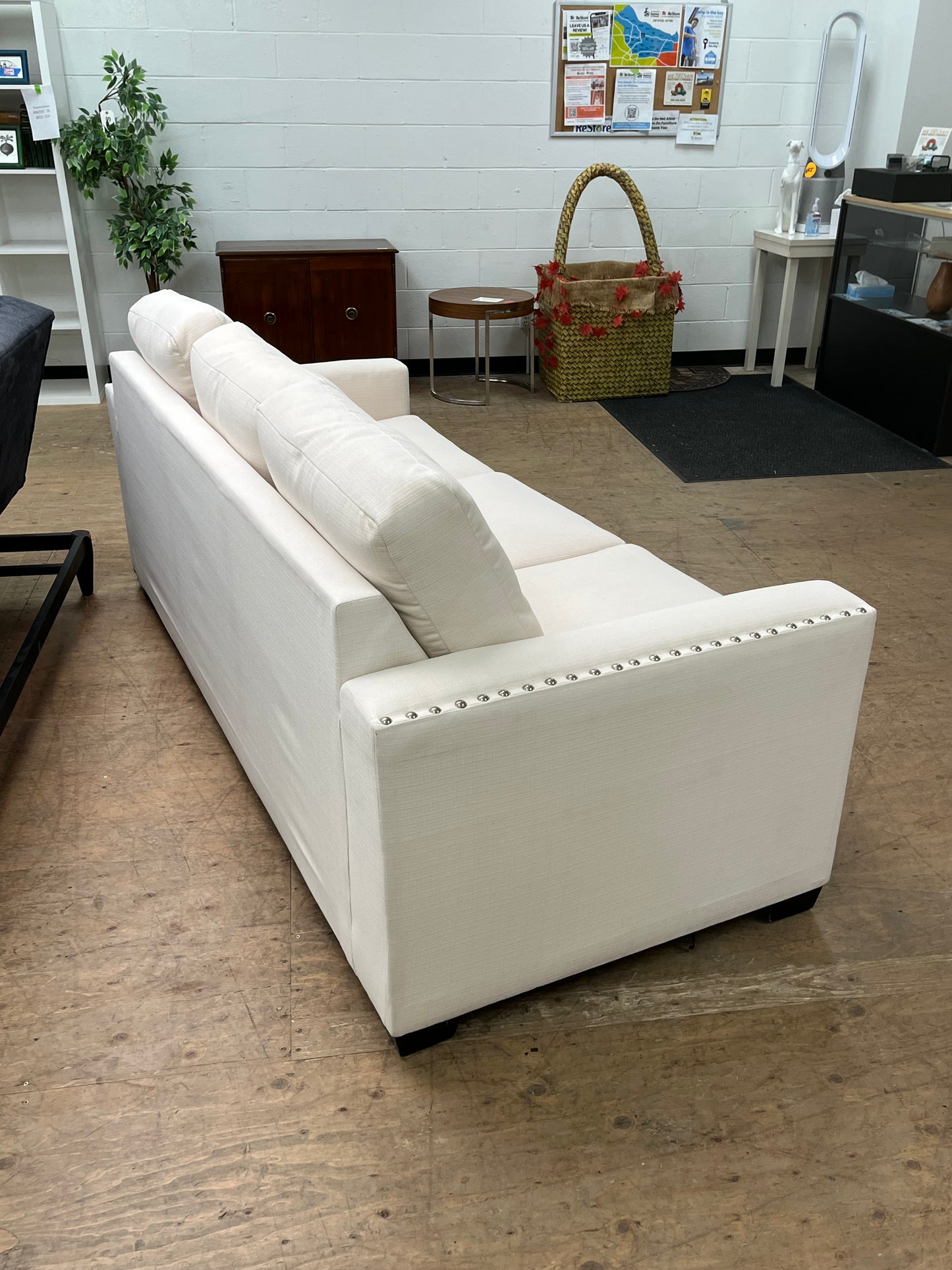 Modern Style White Linen Couch