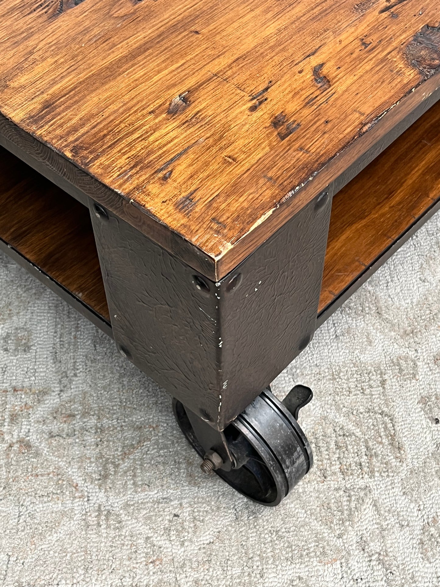 Rustic Style Rolling Coffee Table