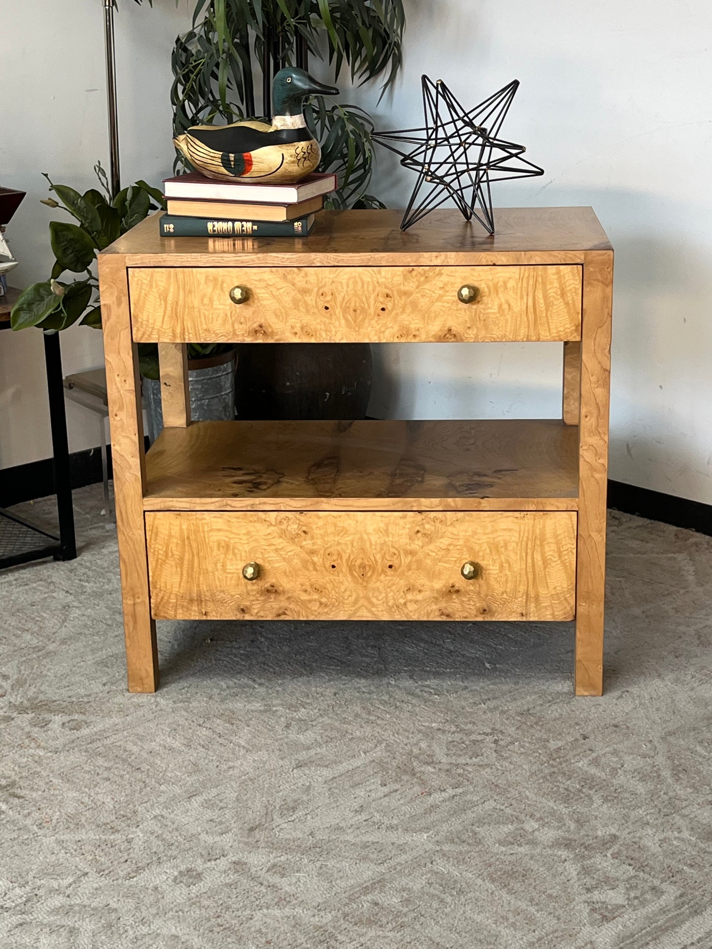 Burlwood Double Drawer End Table