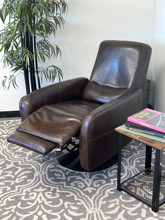 Brown Leather Swivel Recliner Chair