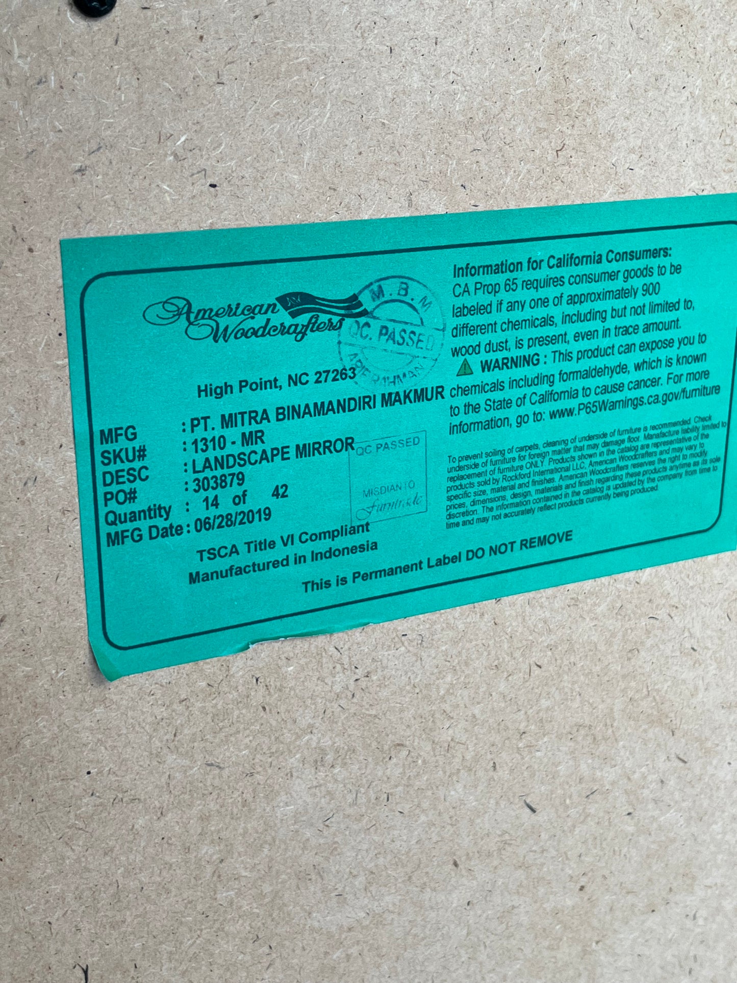 Square Vanity Mirror without Mounting