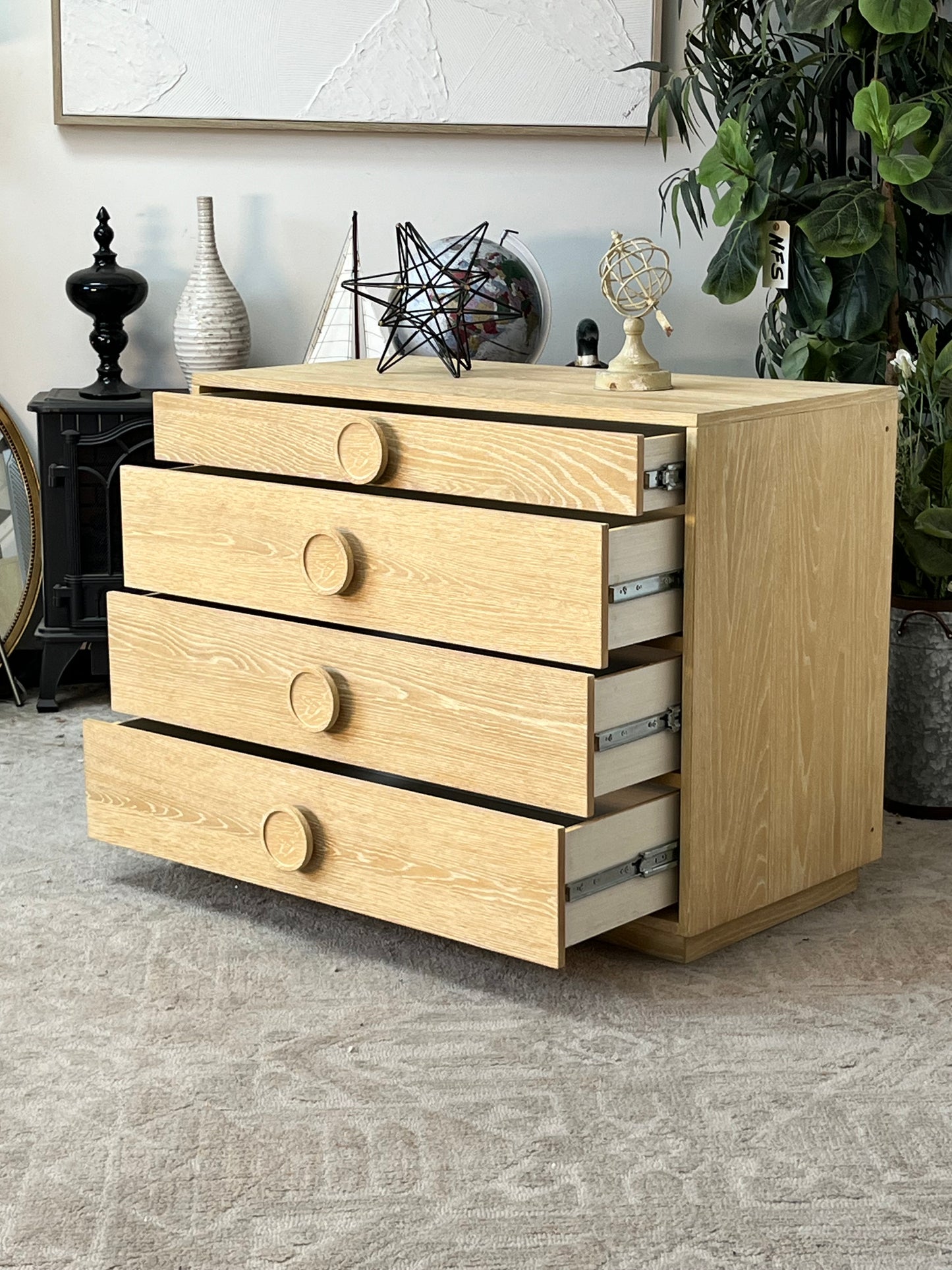 Modern Wooden 4 Drawer Nightstand