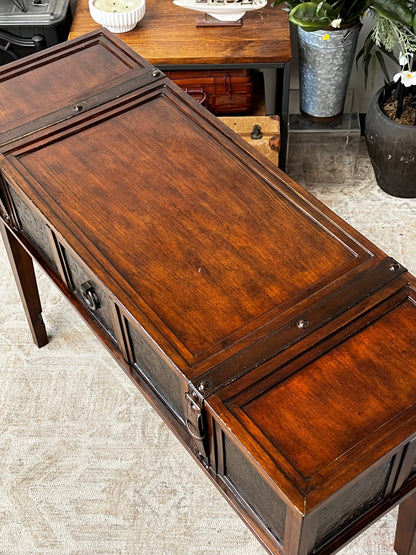 Faux Leather Wooden Console