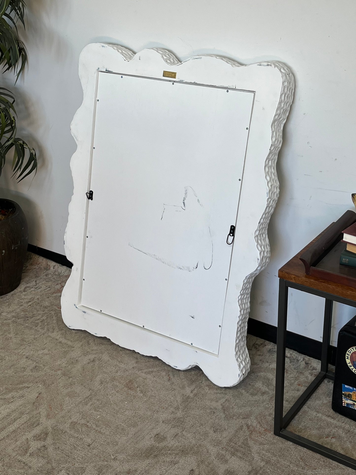 Modern White Plaster Wall Mirror