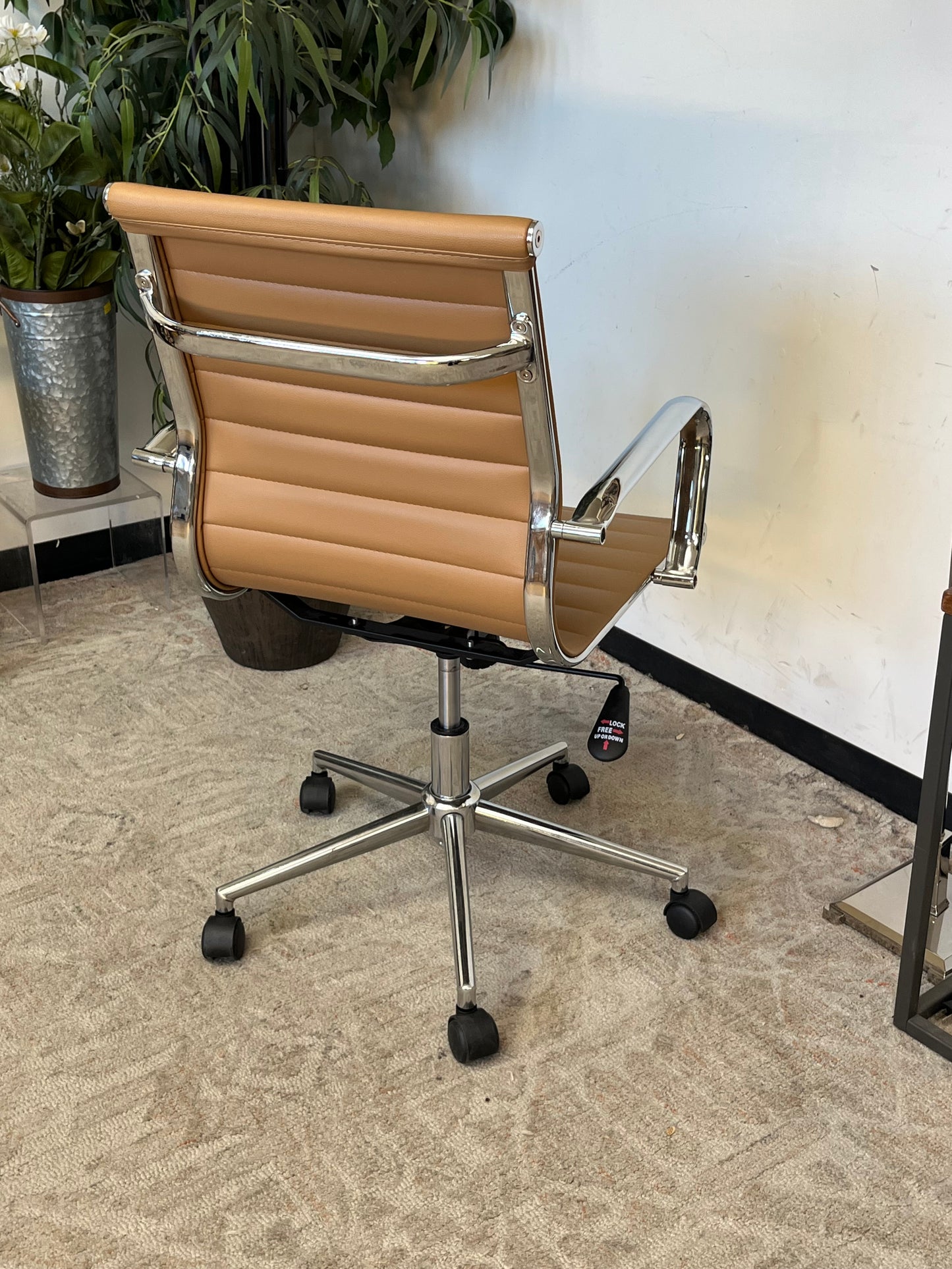 Modern Brown Vinyl Office Chair
