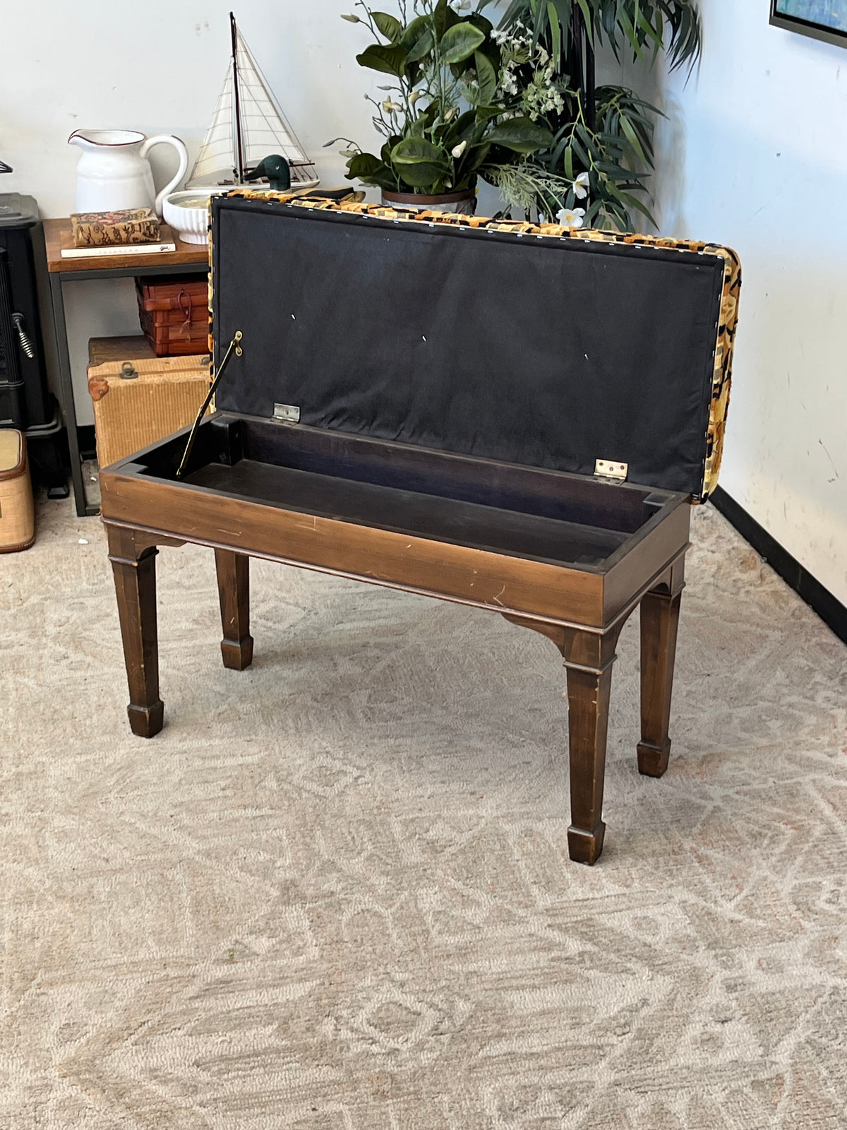 Vintage Tapestry Piano Bench