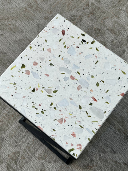 Pair of Modern Stone Top Square Side Tables