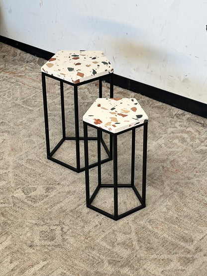 Pair of Mosaic Style Pentagon Side Table
