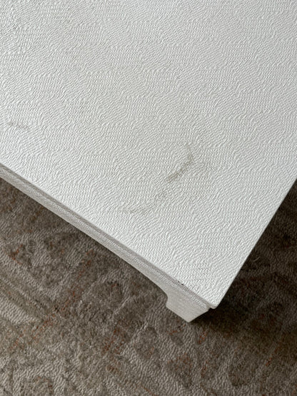 Linen-Wrapped White Coffee Table