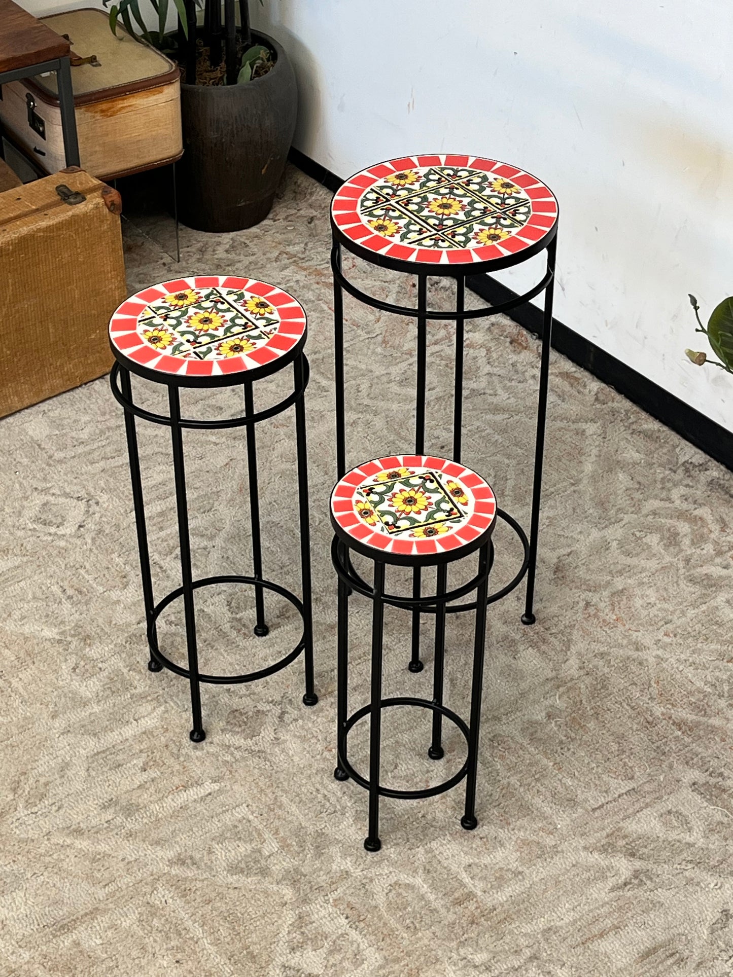 Floral Style 3pc Side Table