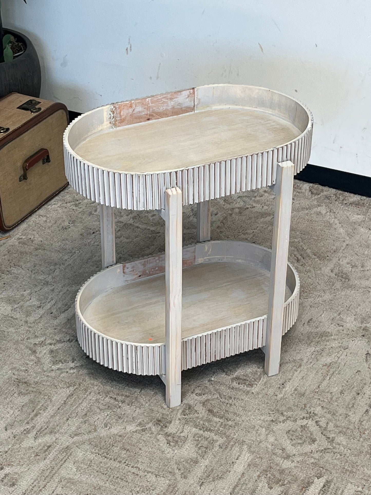 Modern Ribbed Oval Side Table